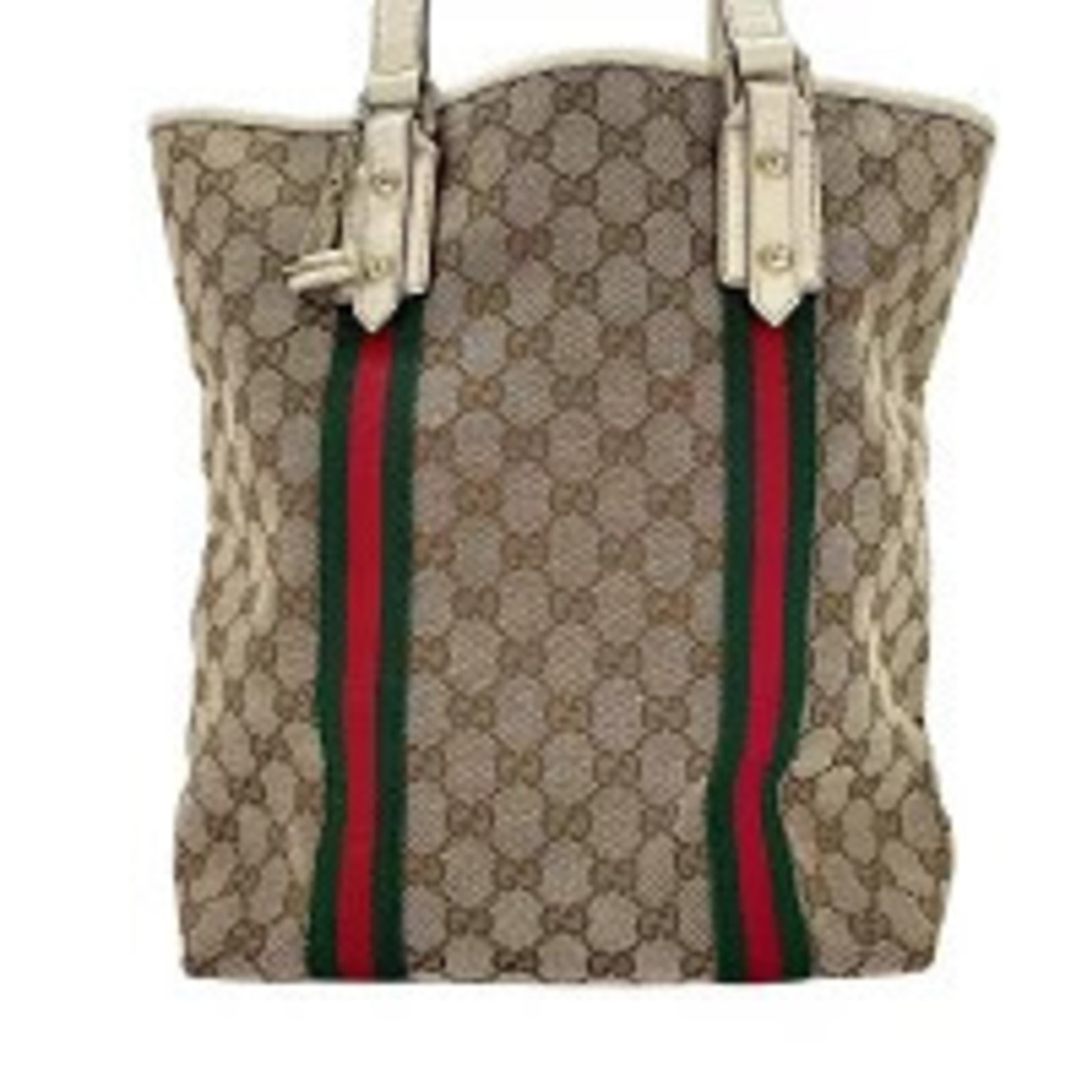Gucci GG Canvas Sherry Shoulder Bag Beige Cream
